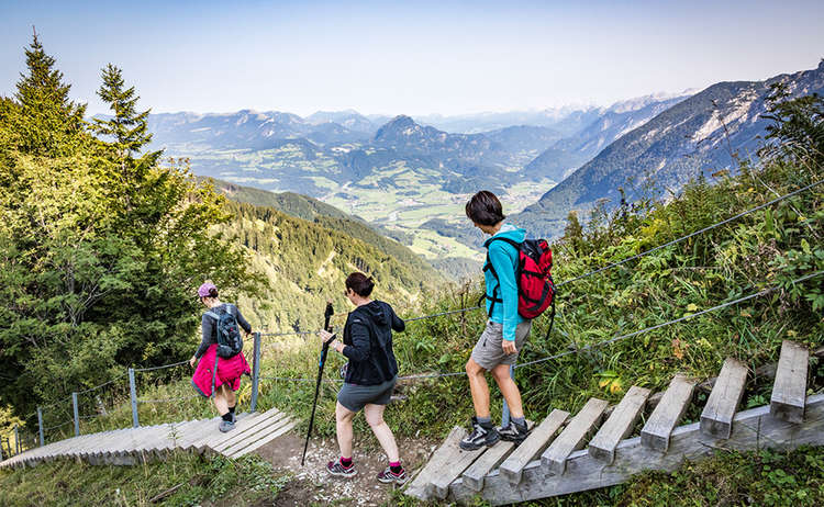 Hiking on well-marked trails in the berchtesgaden alps