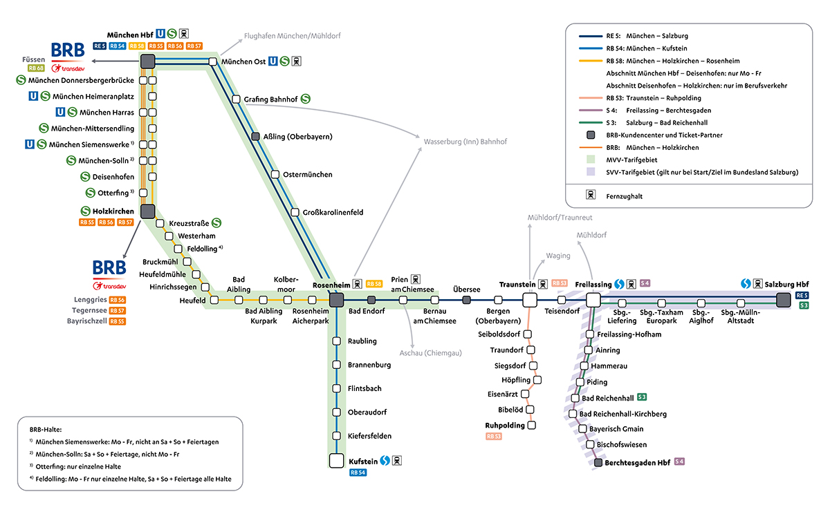 Streckennetz Bayerische Regiobahn