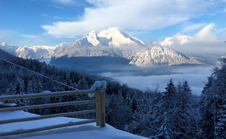 Winterwanderung Carl-von-Linde-Weg am Obersalzberg: Blick zum Watzmann
