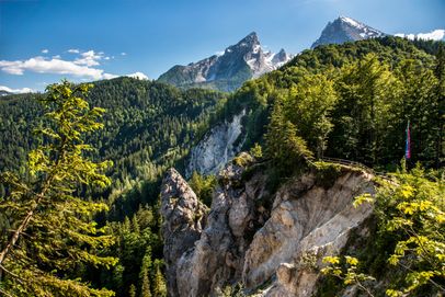 Blick von der Grünsteinhütte zum Watzmann