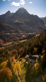 Berggaststätte Söldenköpfl mit Blick zum Watzmann