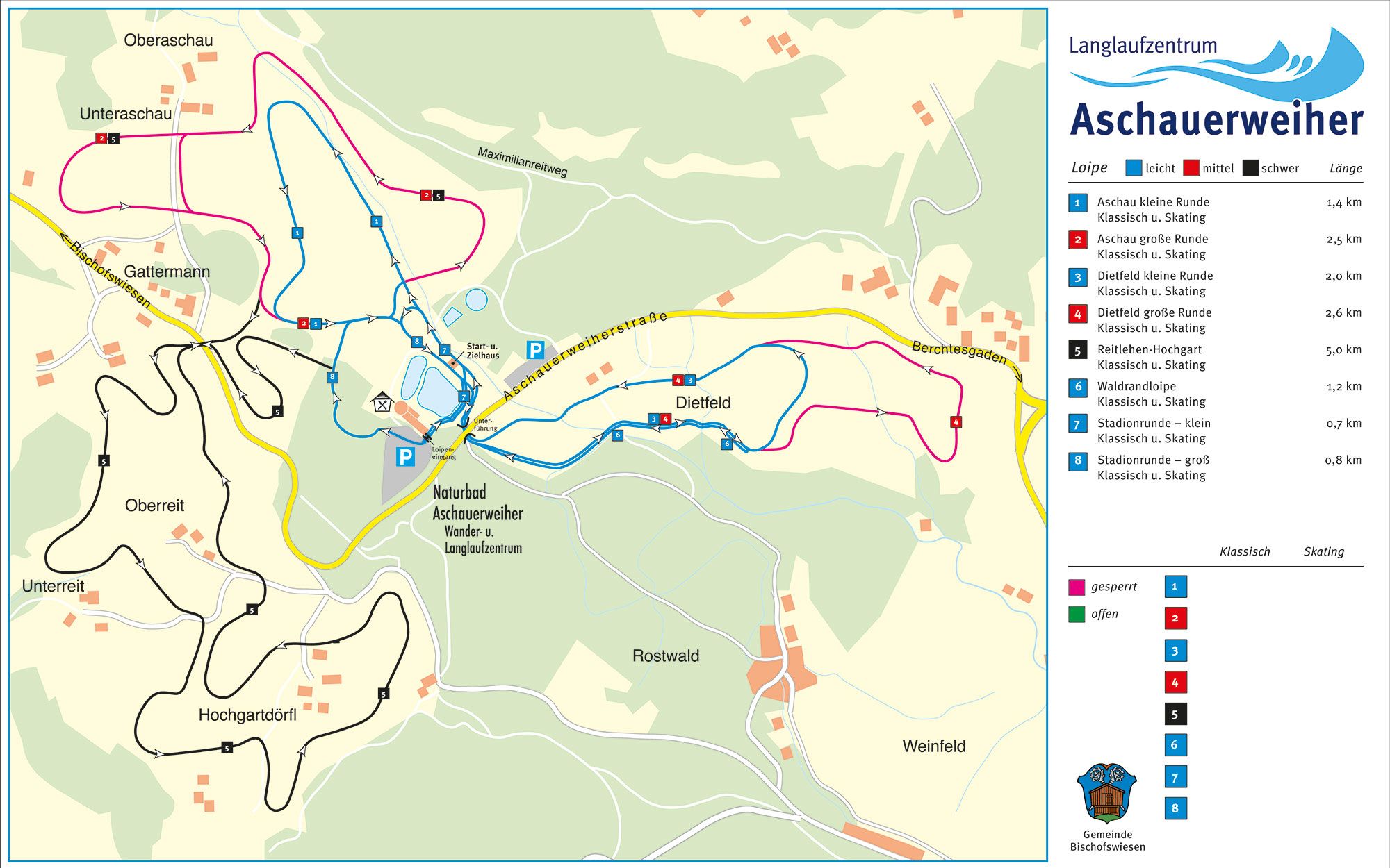 Loipenplan Aschauerweiher