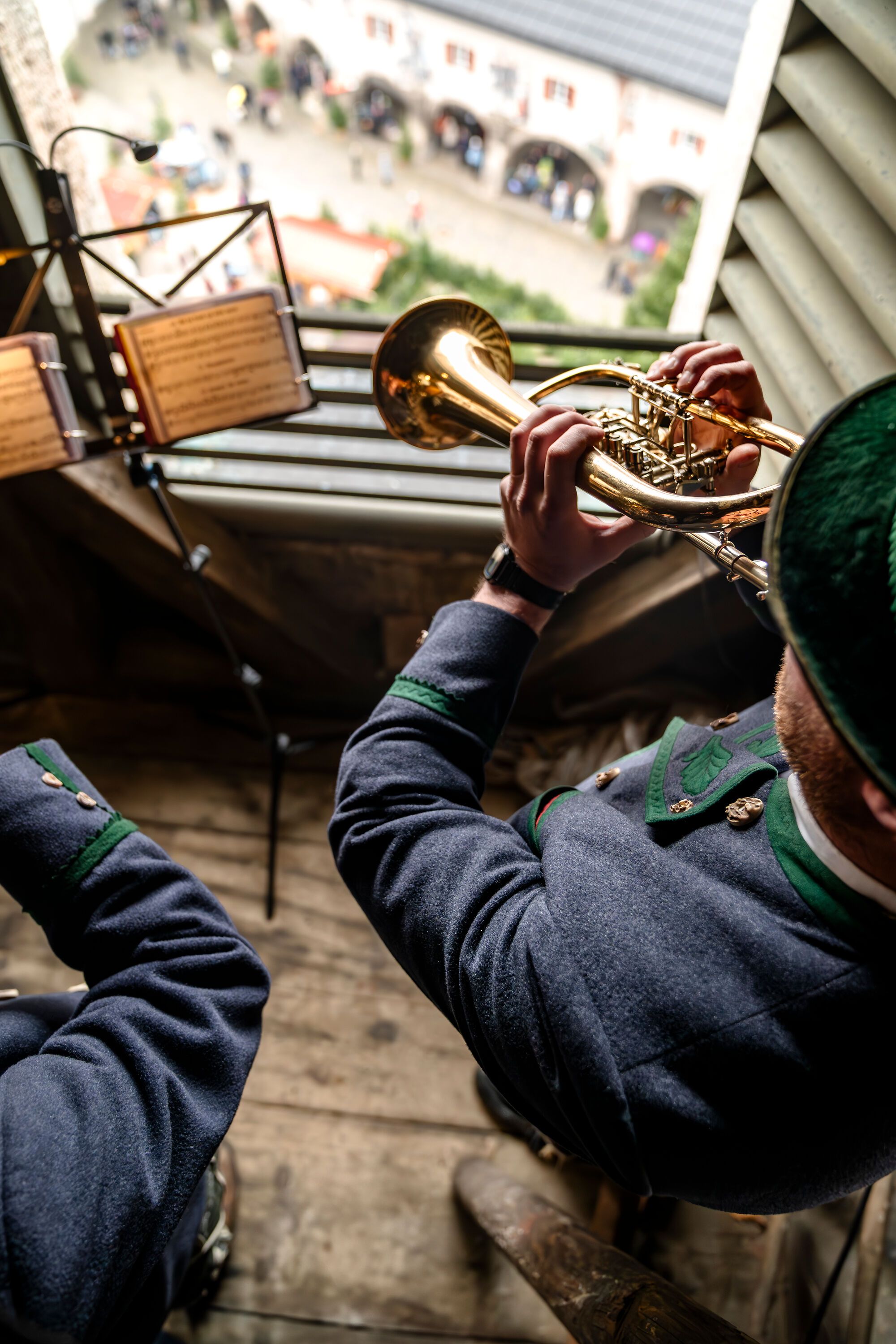 Turmbläser im Turm der Stiftskirche