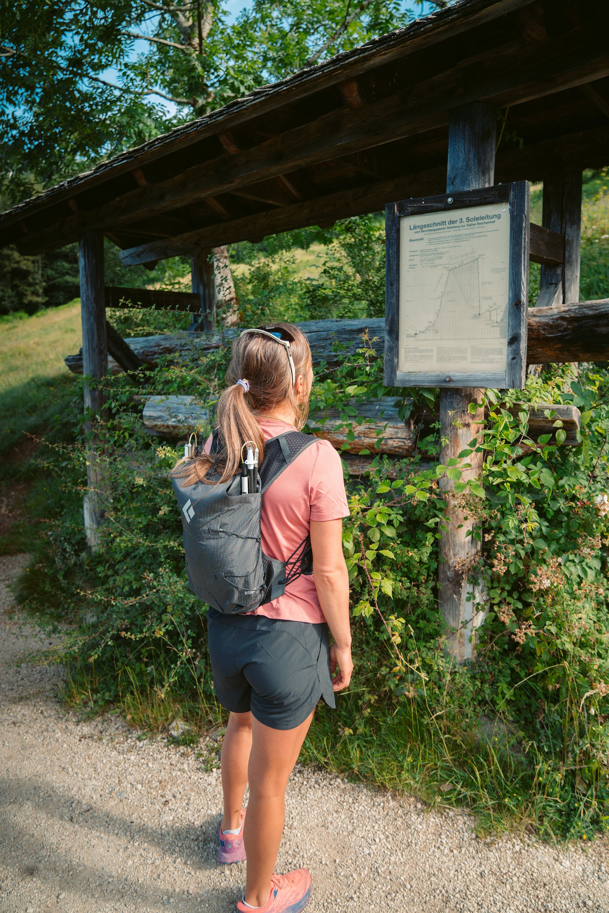 Deicheln und Infotafel an der Soleleitung Ramsau