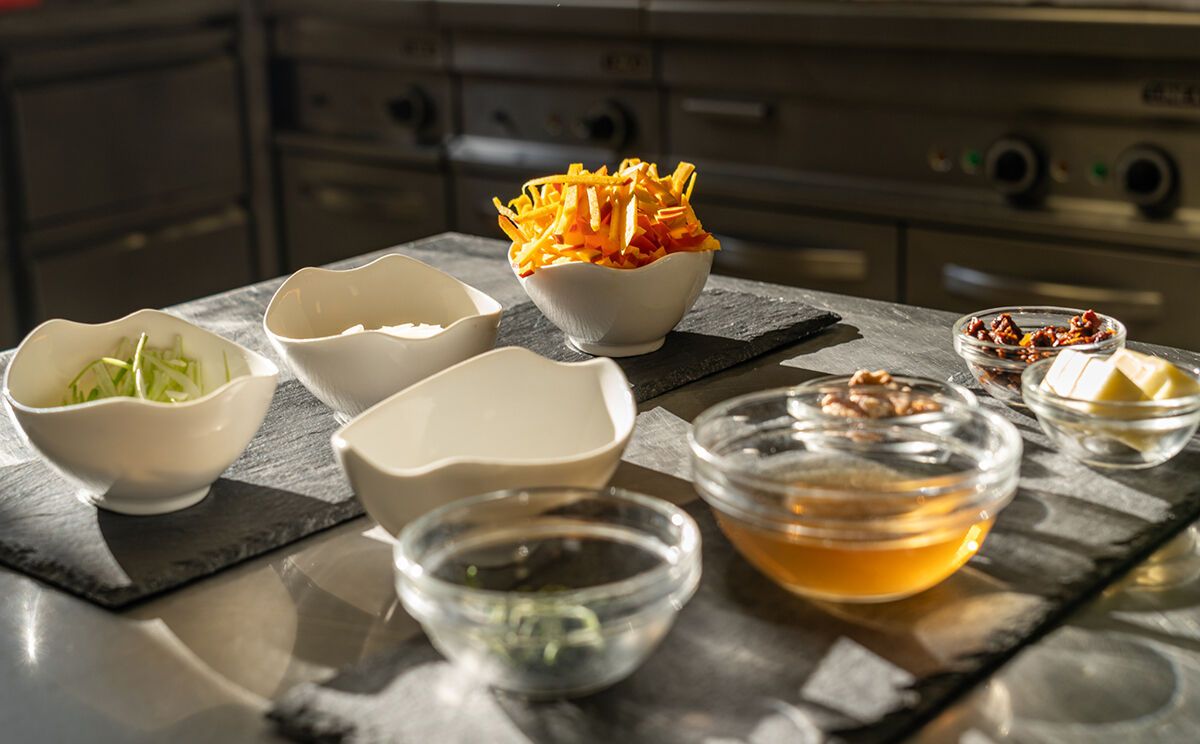 Zutaten für das Herbstrezept Pasta mit Hokkaidokürbis