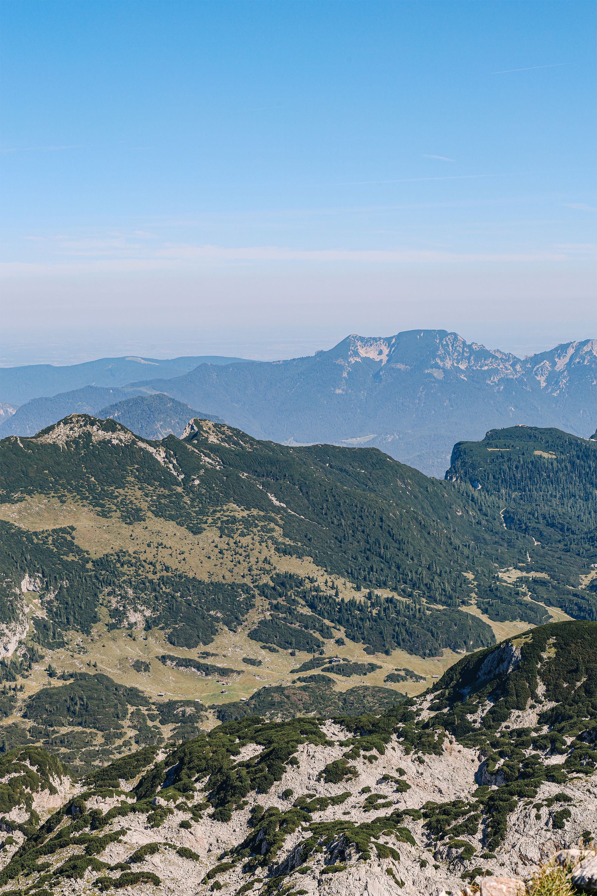 Blick vom Wagendrischelhorn über das Plateau der Reiter Alm