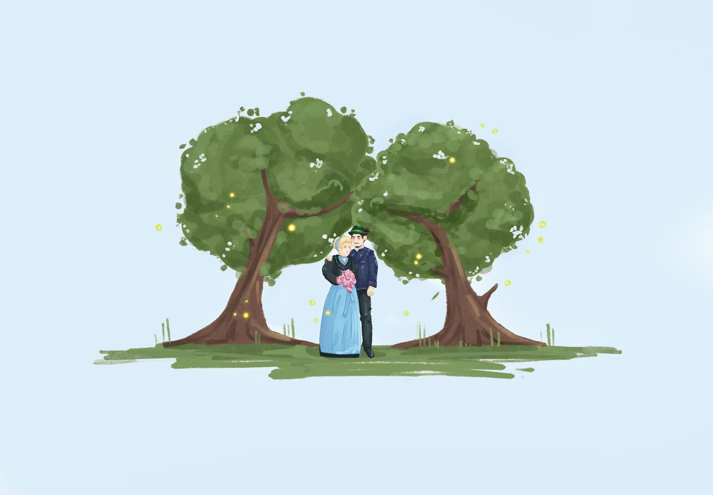 Die Hochzeit von dem jungen Burschen und seiner Liebsten in der Berchtesgadener Tracht