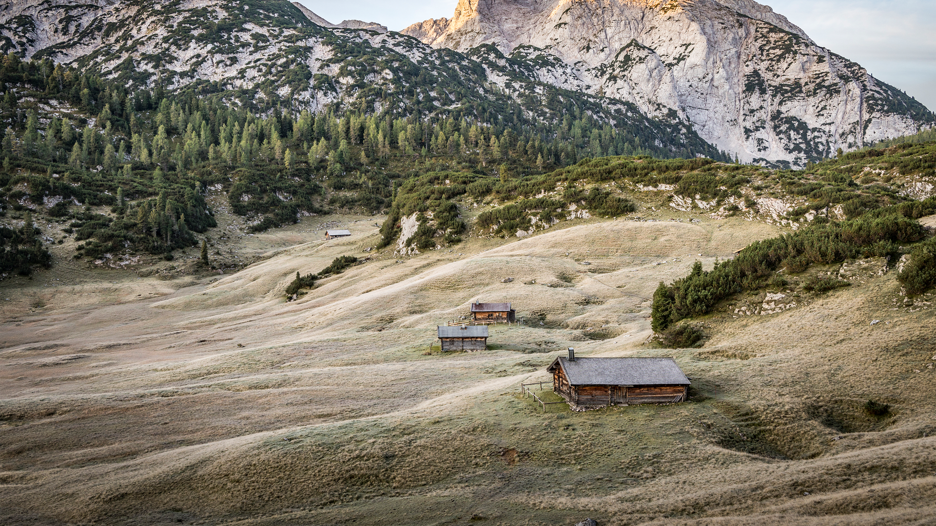 Blick von der Neuen Traunsteiner Hütte über die Reiter Alm