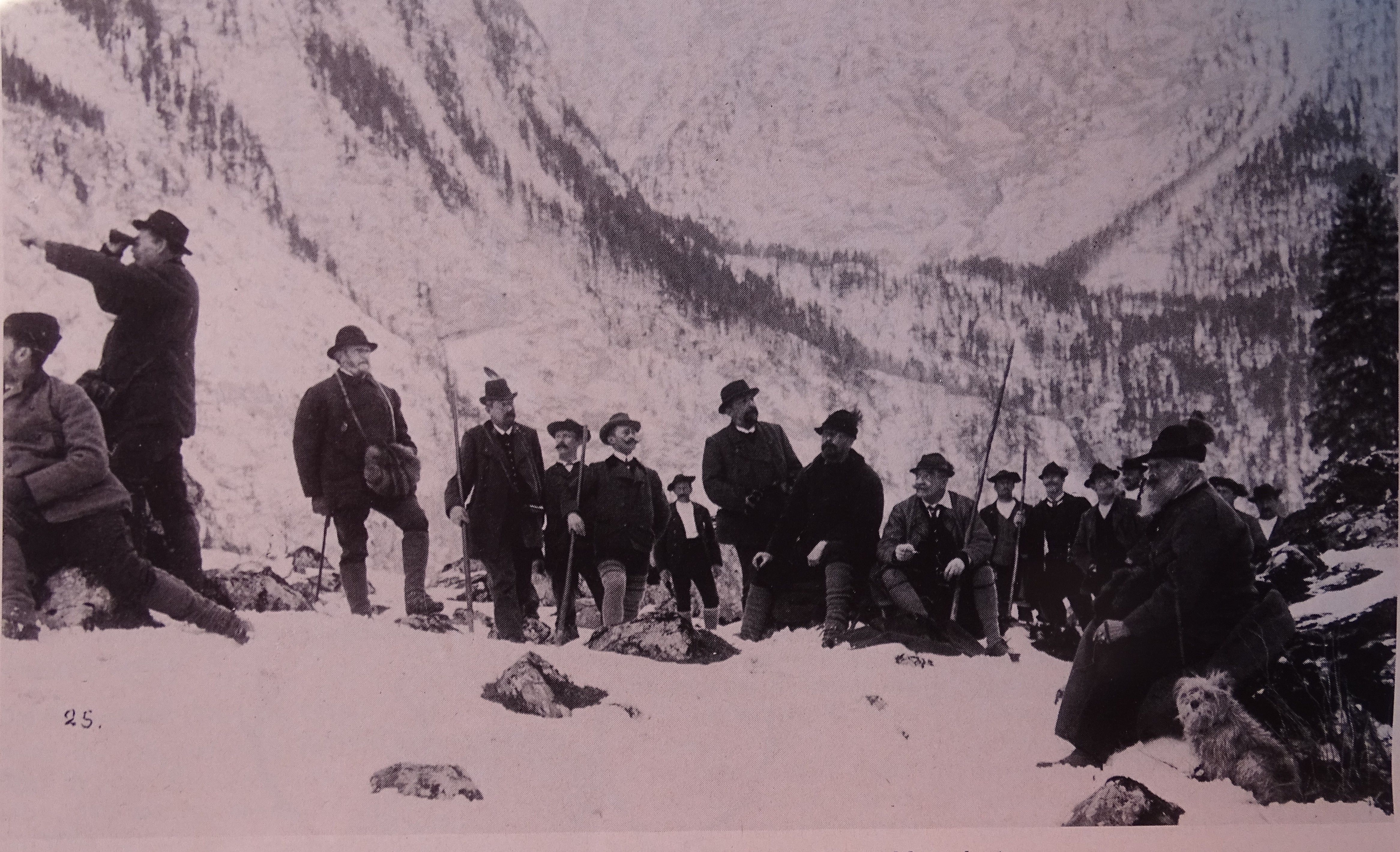 Hofjagdgesellschaft aus der Zeit 1900 bis 1910 mit rechts Prinzregent Luitpold 