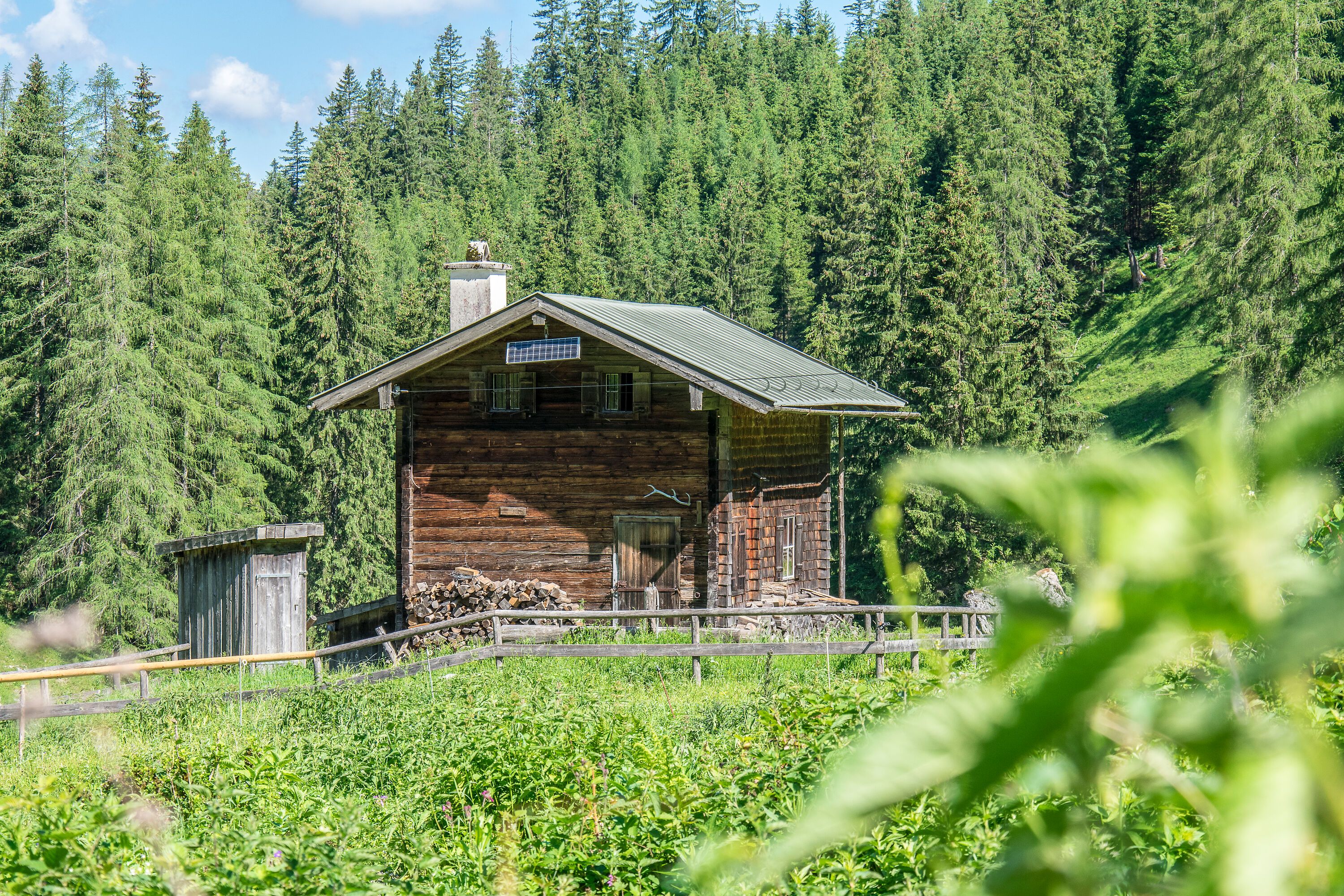 An der Gotzentalalm beginnt der Abstieg über den Kesselsteig