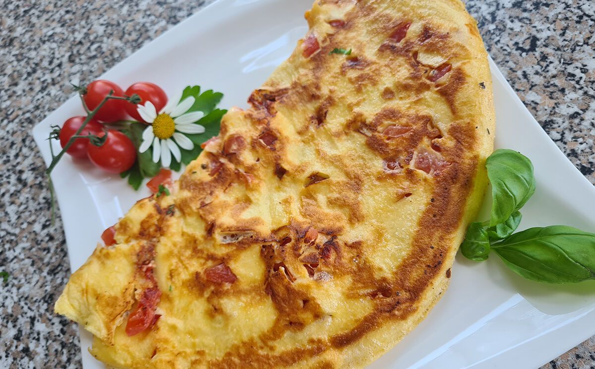 Omelette aus Eiern von glücklichen Hühnern